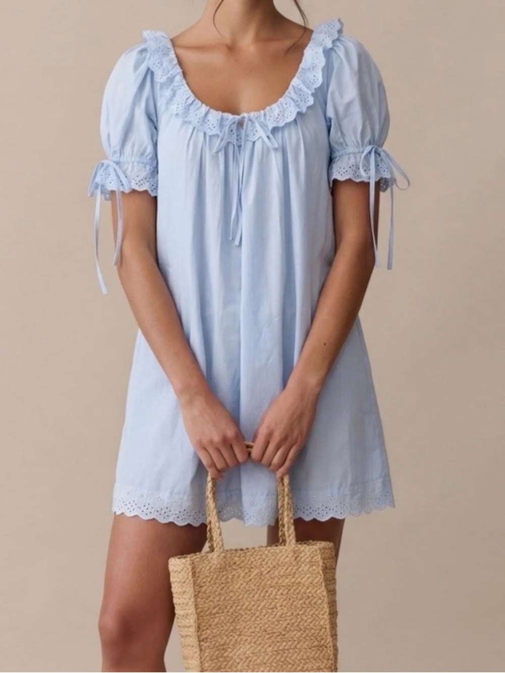 Juliet cotton dress , light blue airy mini sundress.